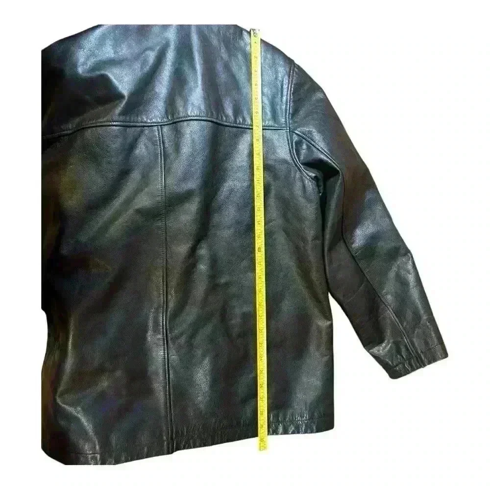 J. Crew Vintage 90s Black Pebbled Leather Men’s Full Zip Lined Bomber Jacket XL